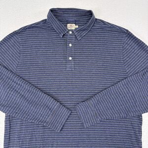 Faherty Long Sleeve Polo Shirt Size XXL Blue Striped Movement Pima Cotton Casual